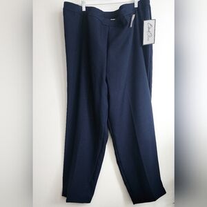 Bend Over Women's Plus Size Navy Blue Stretch Pull-On Dress Slacks Size 32W NWT